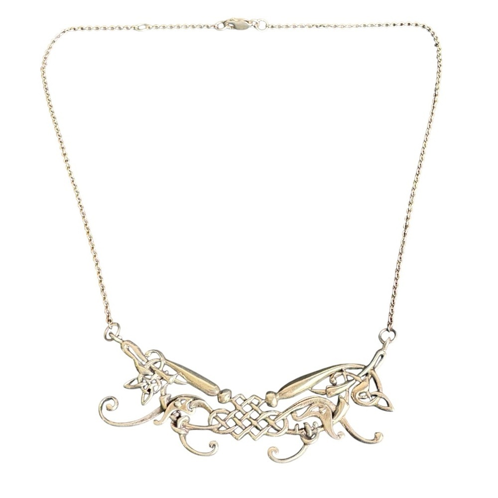 Celtic Knotwork Necklace Sterling Silver Knot Art Nouveau European Style 925 18"